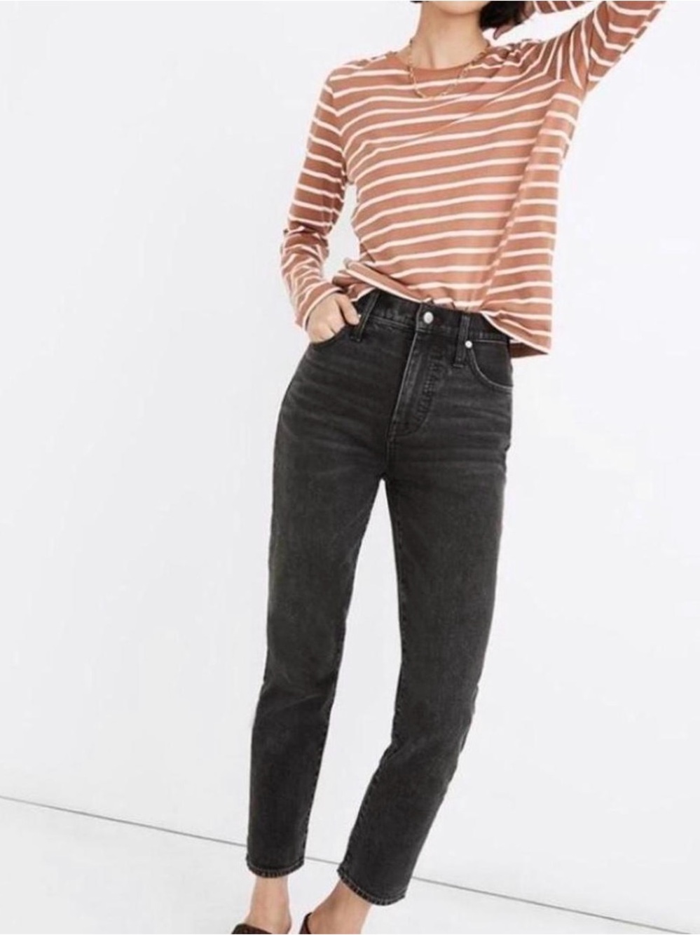 Madewell perfect vintage crop black wash jeans
